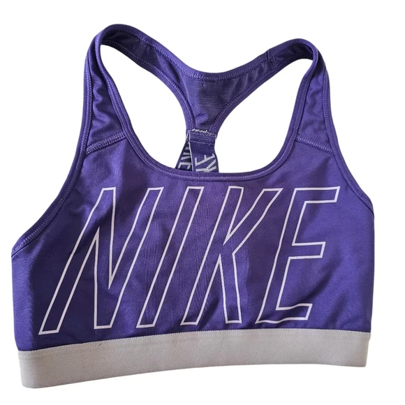 NIKE logo Sports Bra Dri Fit racerback pullover Small - Picture 1 of 5